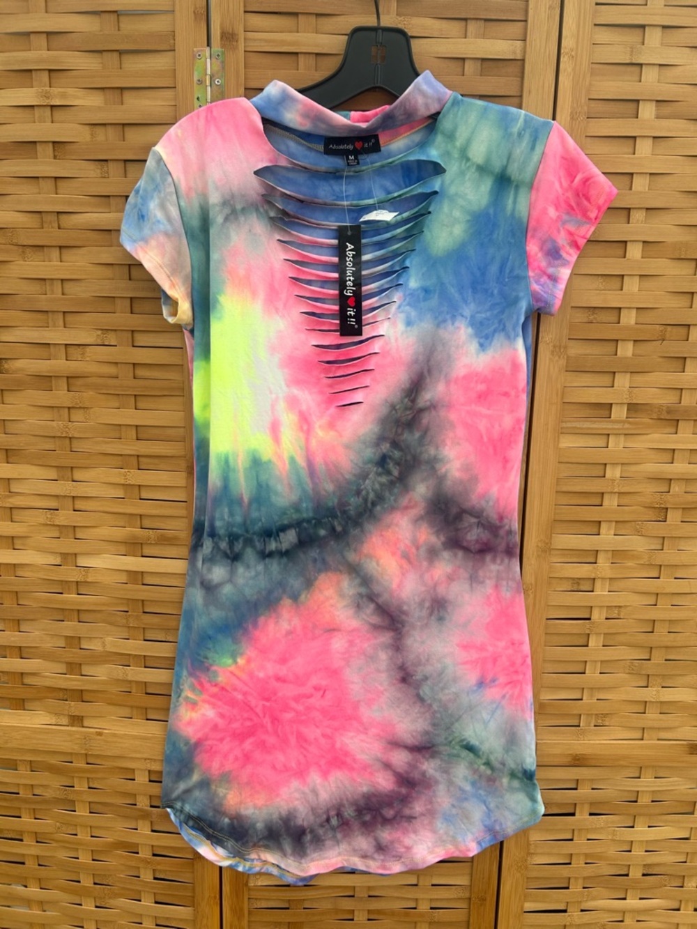 Absolutely Tie-Dye Midi Dress in Pink, Blue, Neon Yellow & Black
